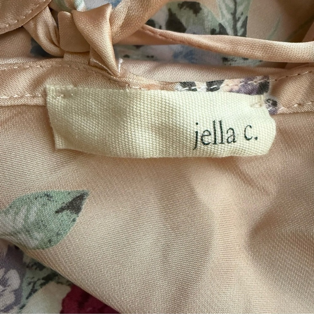 Jella C. Pastel Pink Cream Floral Blouse Size M Cottagecore Romantic Feminine - Picture 3 of 10